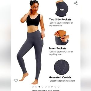 NWOT Fengbay Yoga High Waist W/Pocket Pants  Women Size Medium  Gray